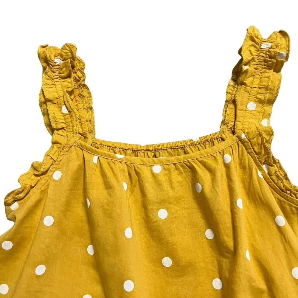 Old Navy L (10/12) Yellow Polkadot Sleeveless Ruffle Swing Tank Top